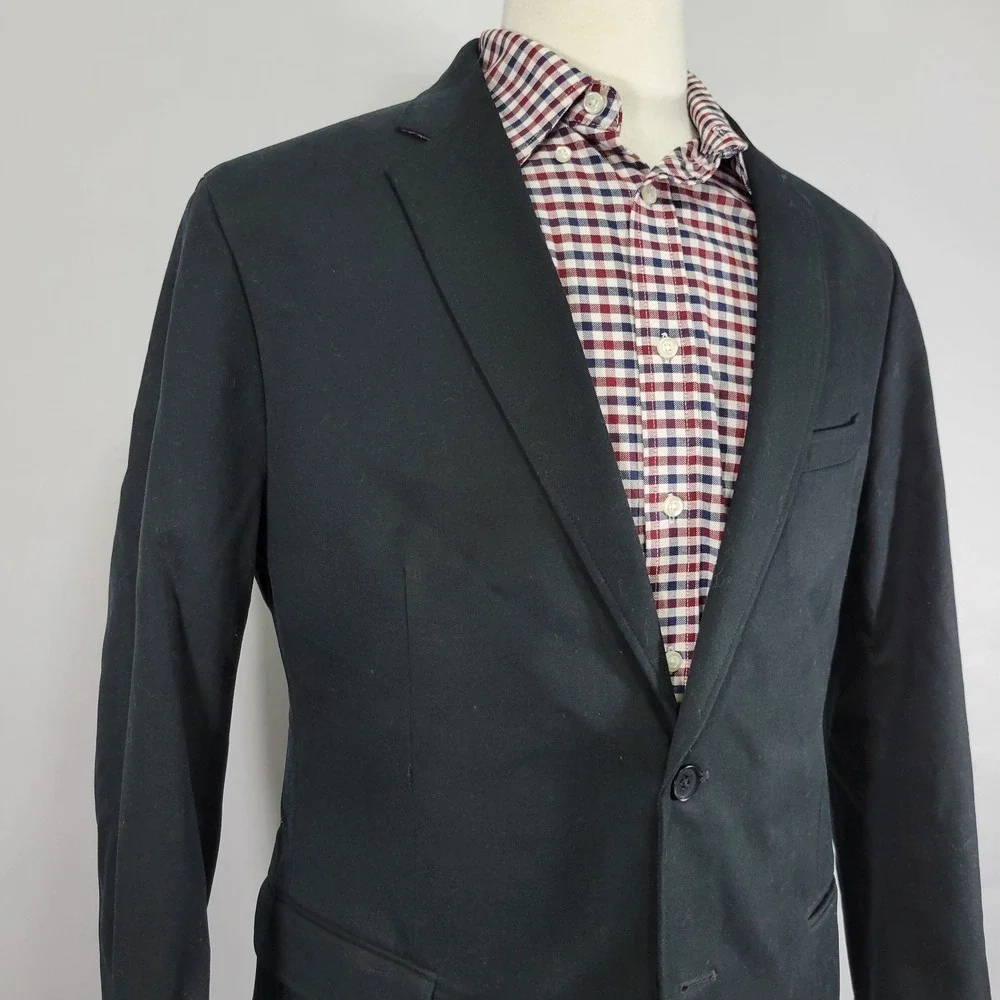 Banana Republic Men's Sport Coat Blazer Two Button Black800 Cotton Blend‎ 44R